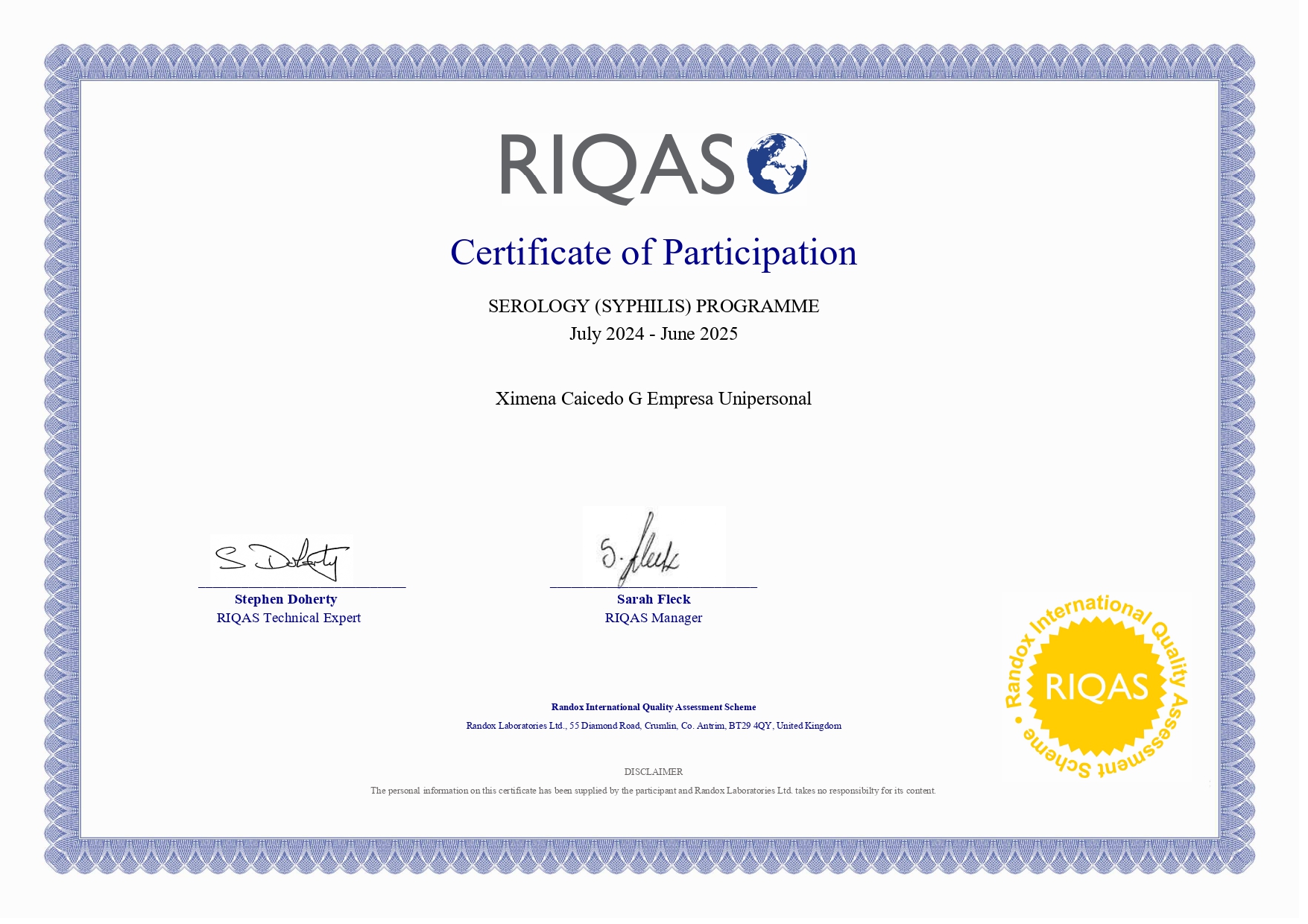 SEROLOGY (SYPHILIS) PROGRAMME